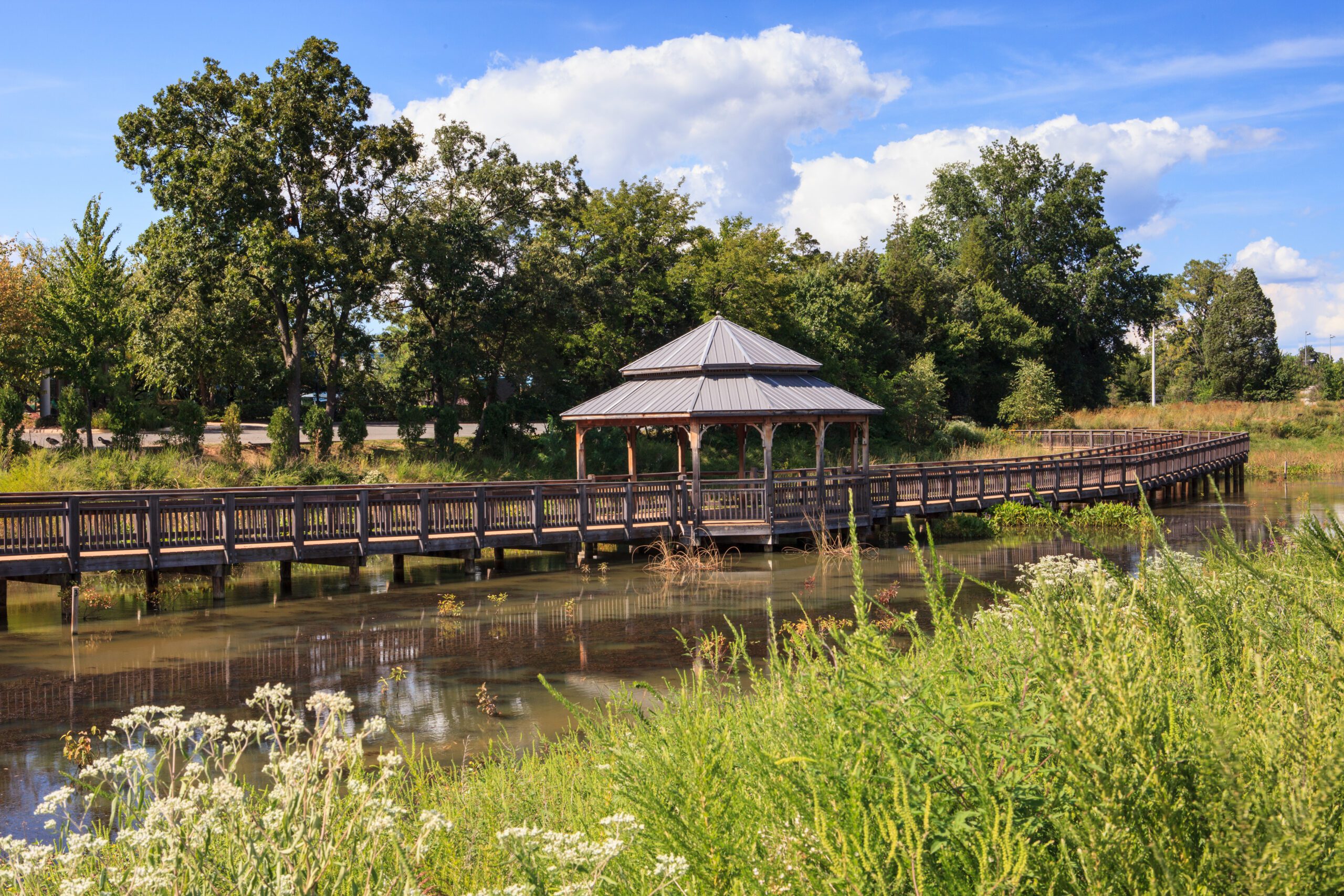 The,Gazebo,And,Boardwalk,Around,The,Pond,At,Arrowbrook,Centre