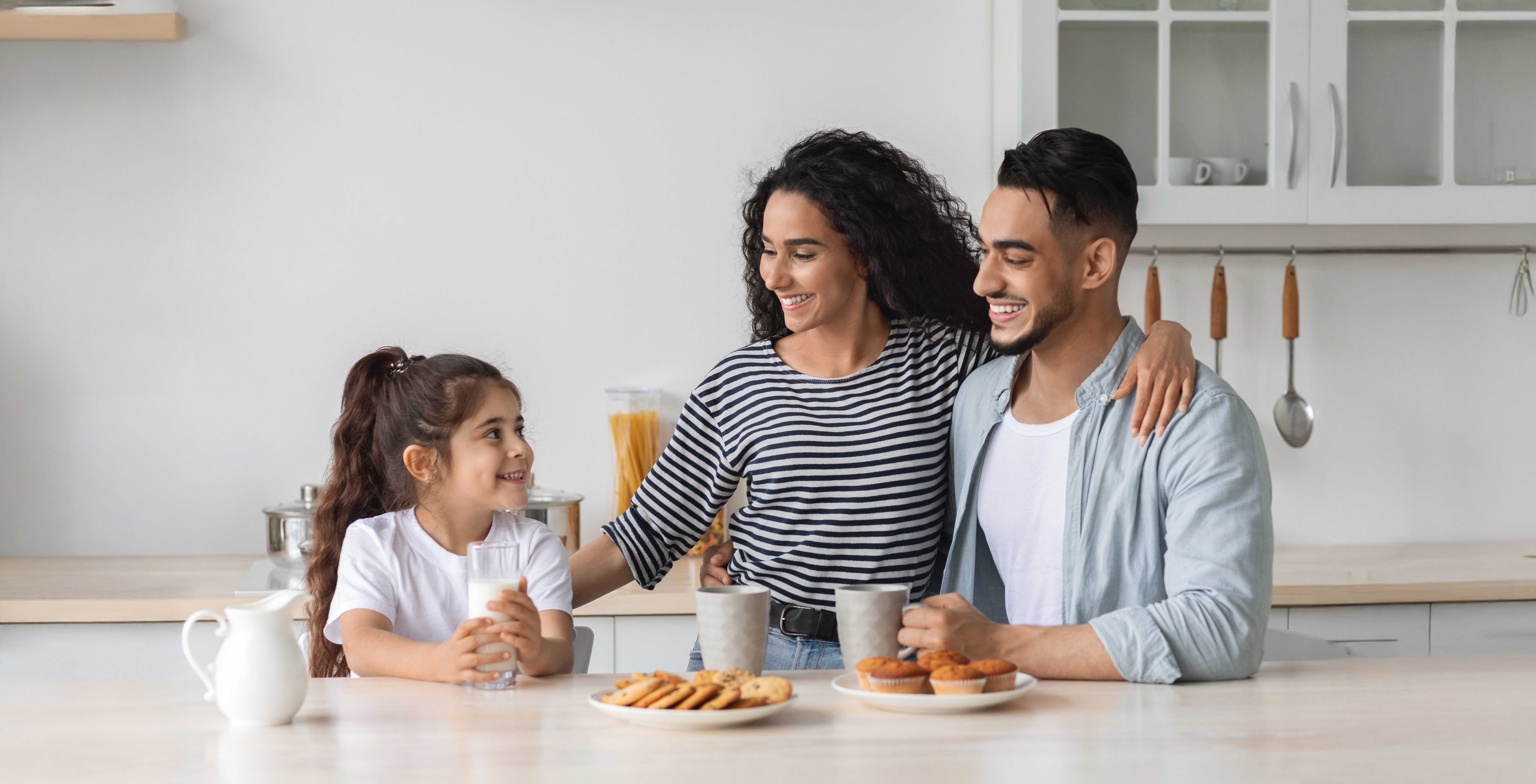 Happy,Arabic,Family,Having,Breakfast,While,Spending,Weekend,Together,At